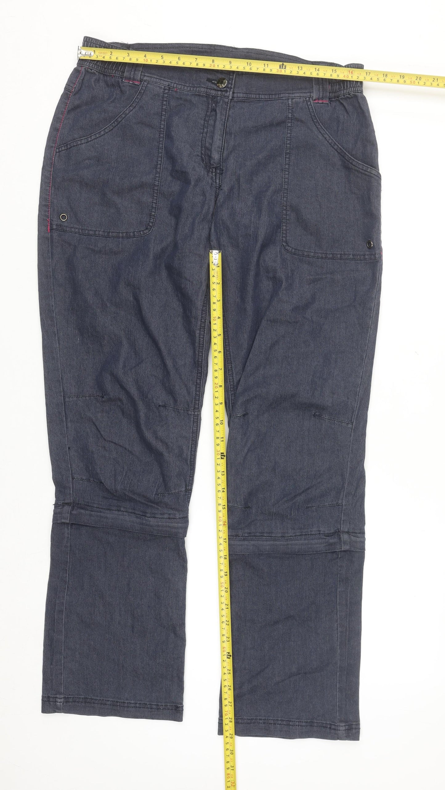 Crivit Women's Blue Cargo Trousers Size 16 Stretch Cotton Blend Outdoor