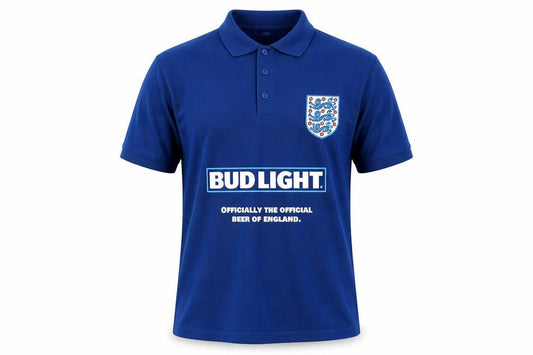 Bud Light England Blue Mens Medium Polo Shirt Football Cotton