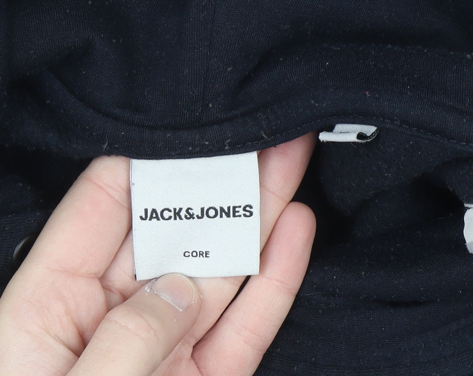 Jack & Jones Men's Black XL Pullover Hoodie with Graphic Print