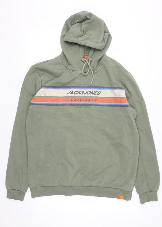 Jack & Jones Men's Green XL Pullover Hoodie Fleece Sweatshirt