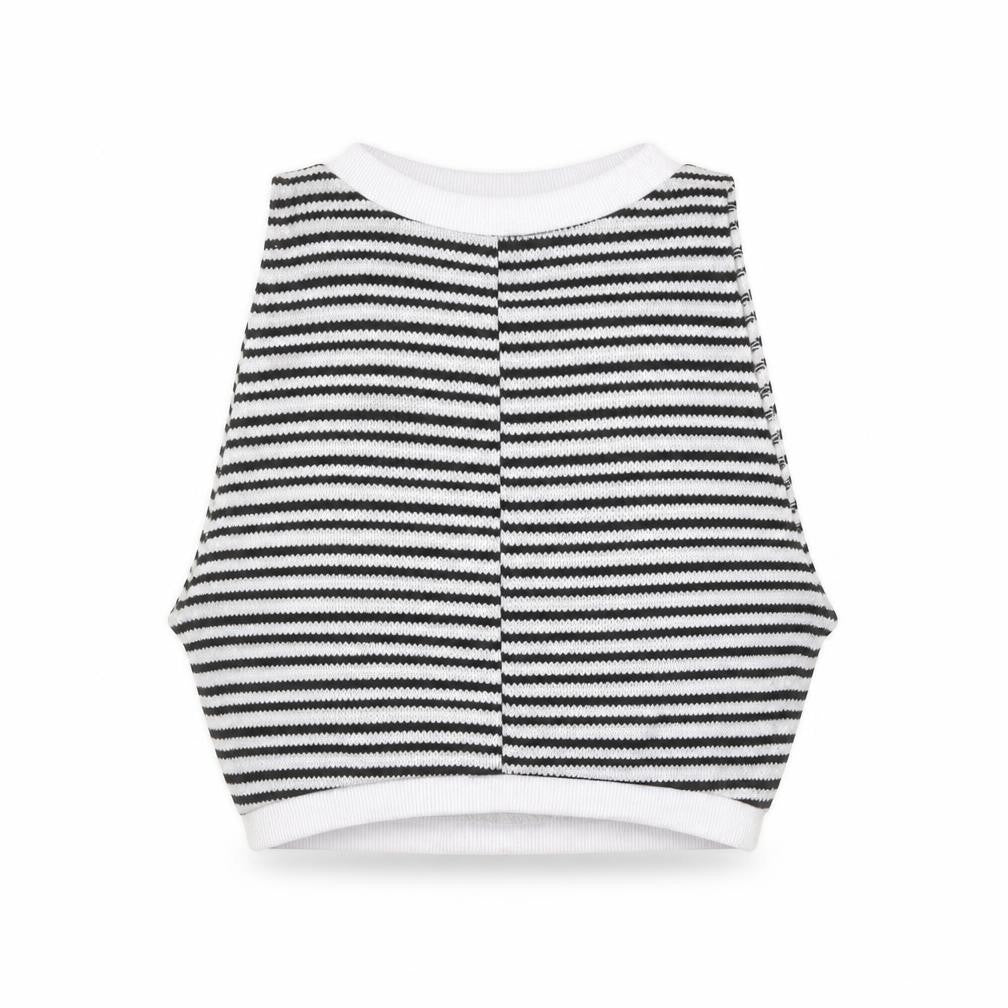 Zara Women Black White Striped Sleeveless Knit Vest Size 12