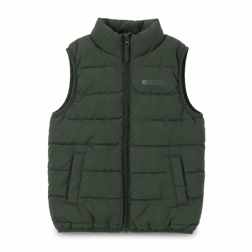Front view of Mountain Warehouse boys’ green 3-4 years padded water resistant bodywarmer