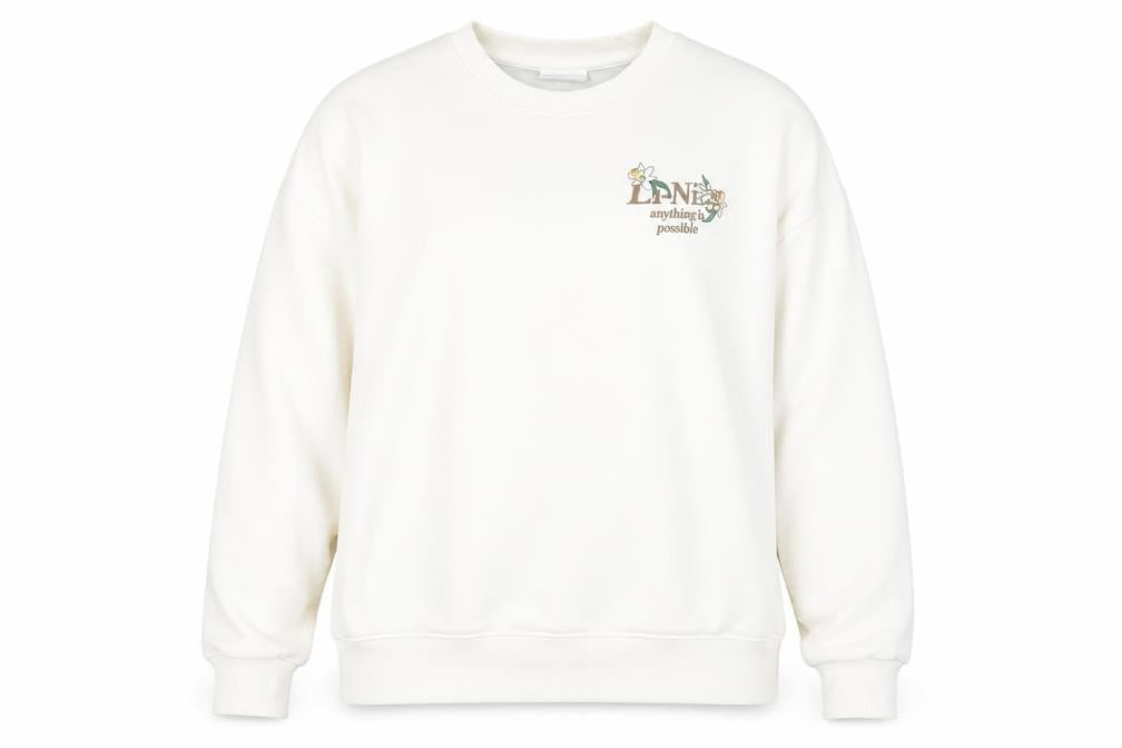 Li-Ning Womens White Pullover Sweatshirt Size 12 Cotton Blend