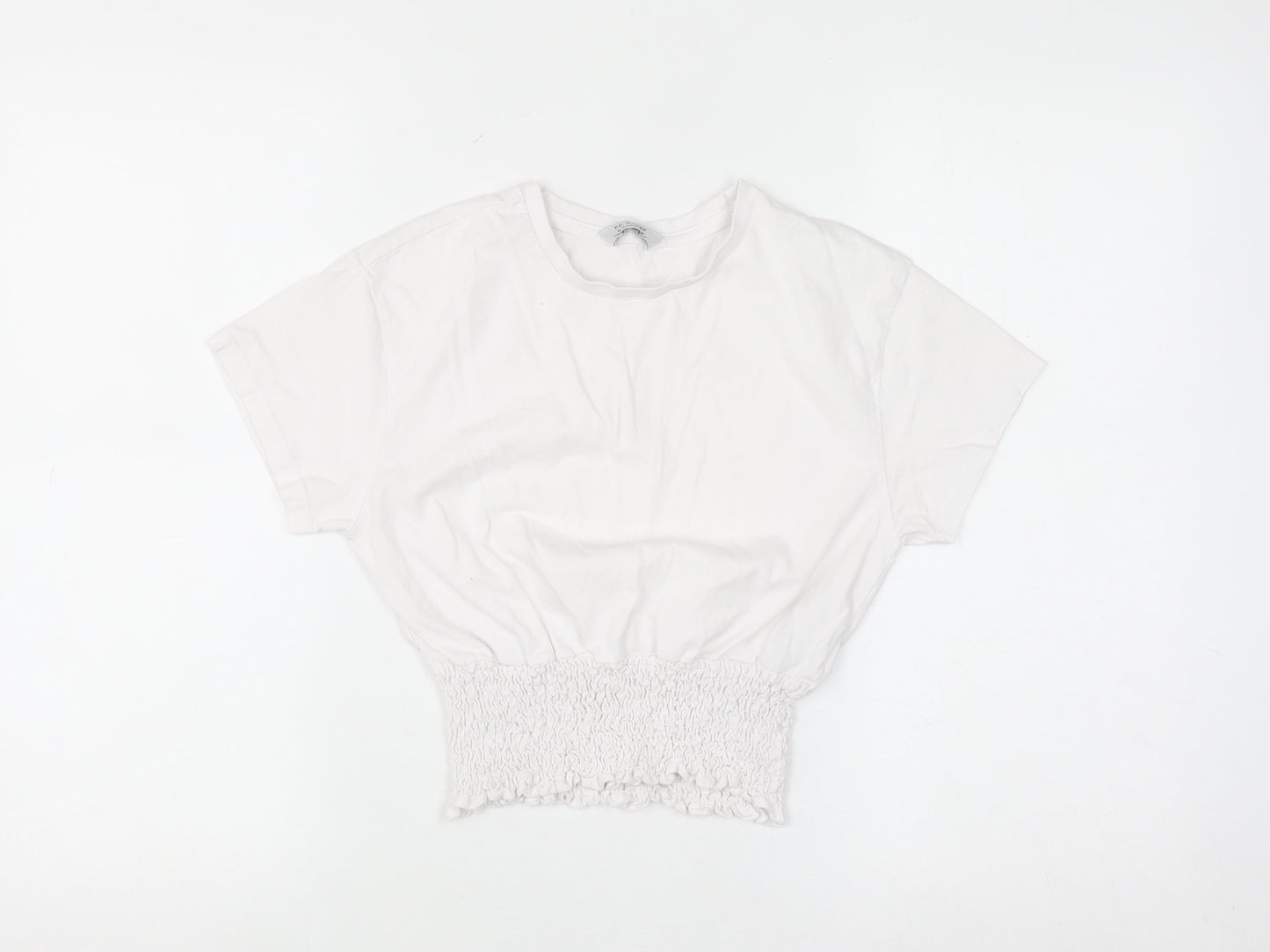 Primark Girls White 12-13 Years Cropped Cotton T-Shirt