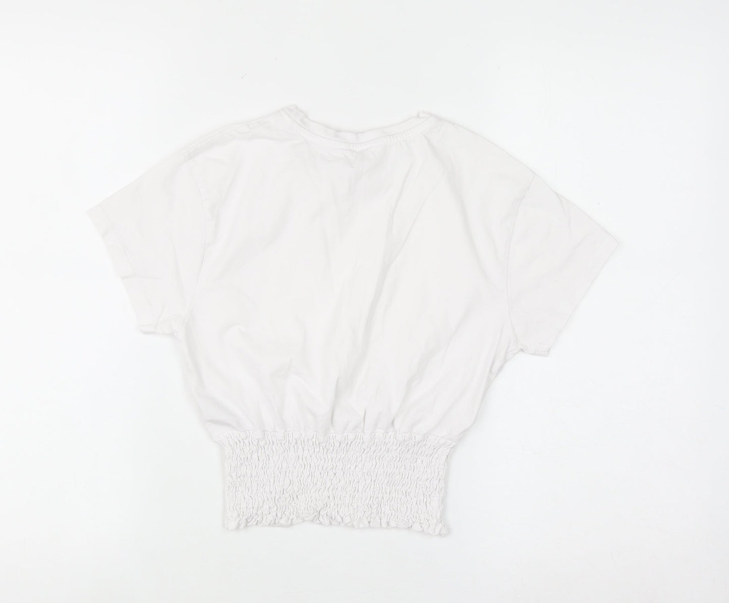 Primark Girls White 12-13 Years Cropped Cotton T-Shirt