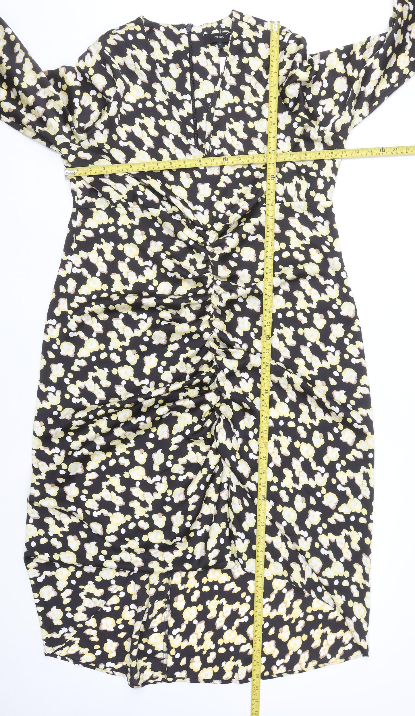 Next Womens Multicoloured Floral Ruched Midi Dress Size 20
