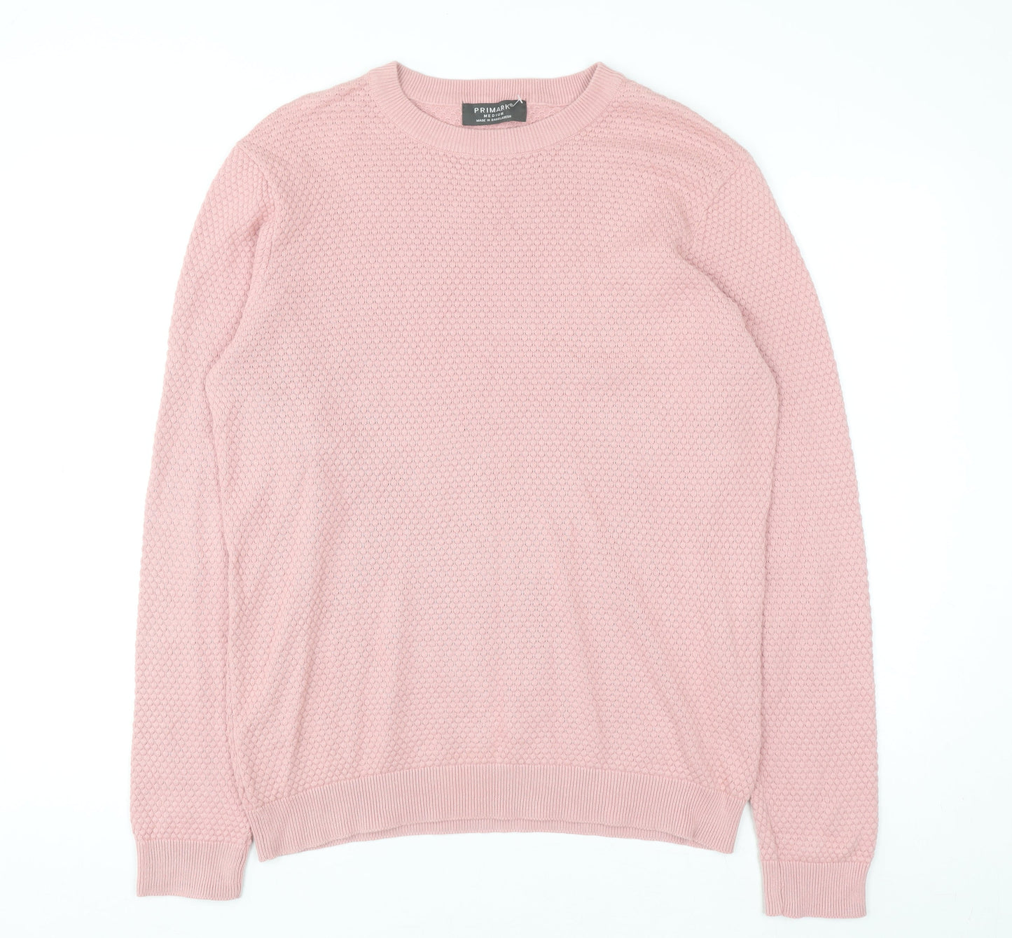 Primark Men's Pink Cotton Crew Neck Jumper M