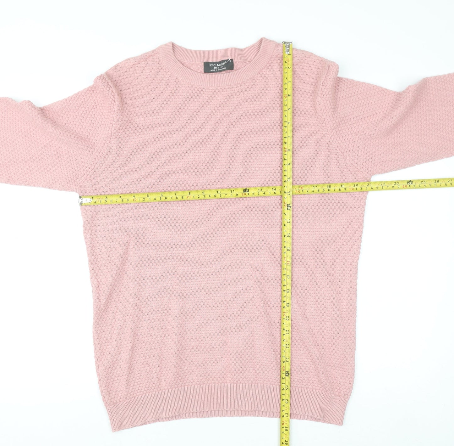 Primark Men's Pink Cotton Crew Neck Jumper M