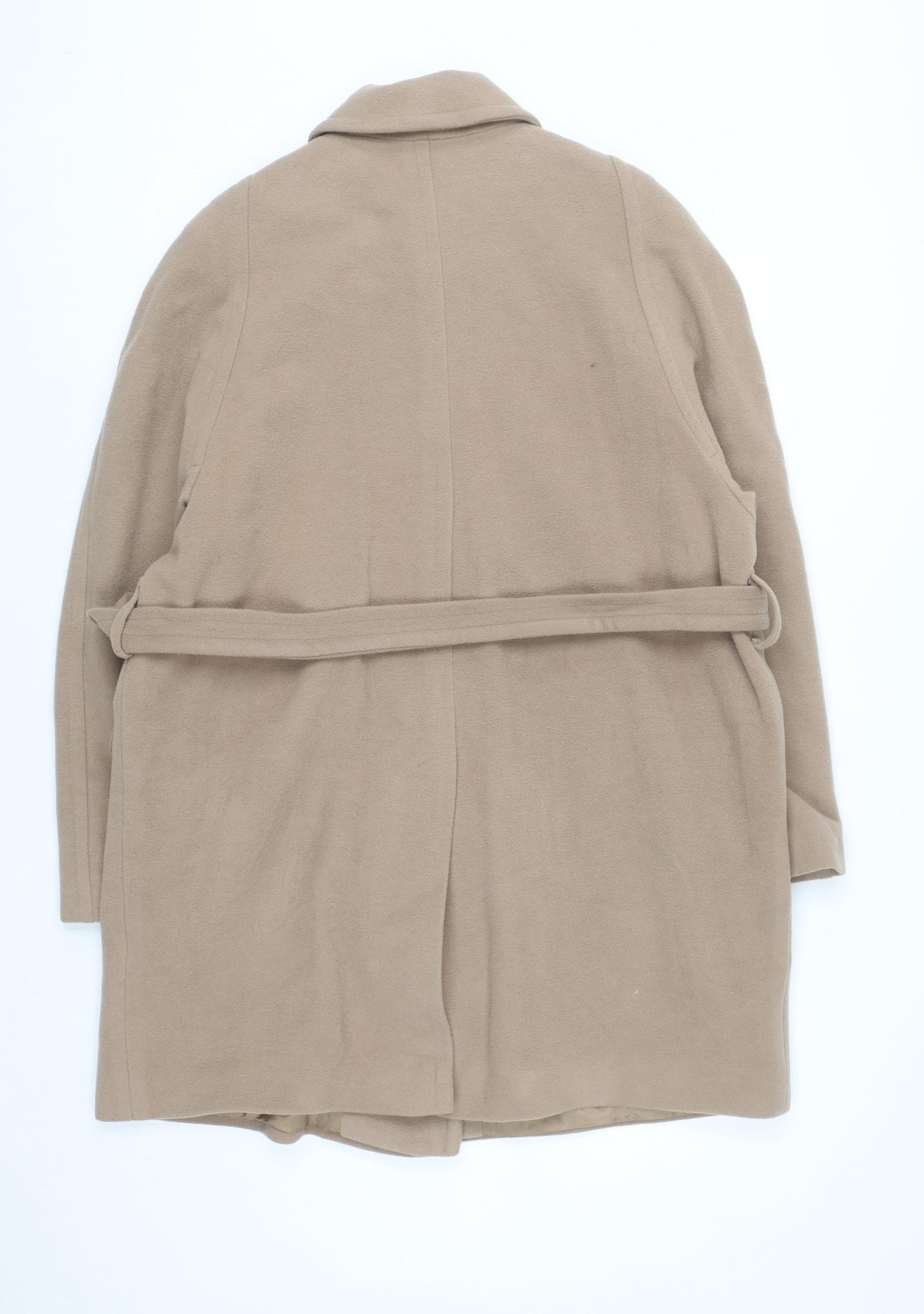 Principles Women's Beige Wool Cashmere Belted Trench Coat Size 18