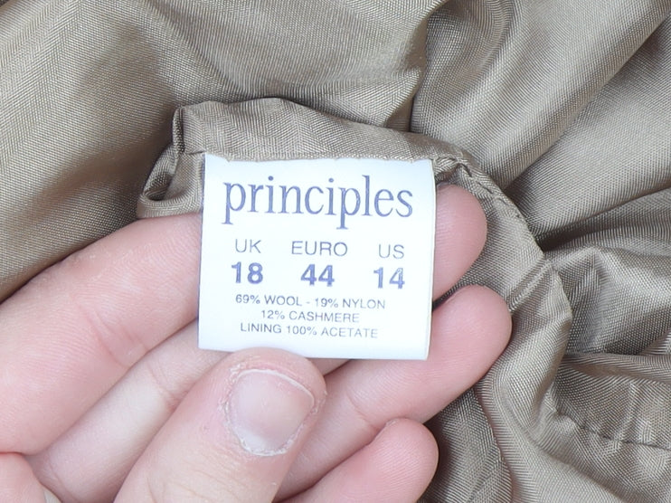 Principles Women's Beige Wool Cashmere Belted Trench Coat Size 18