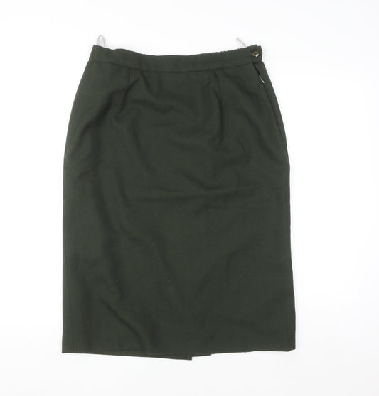 Avoca Women Green Wool Pencil Skirt M Knee Length Workwear