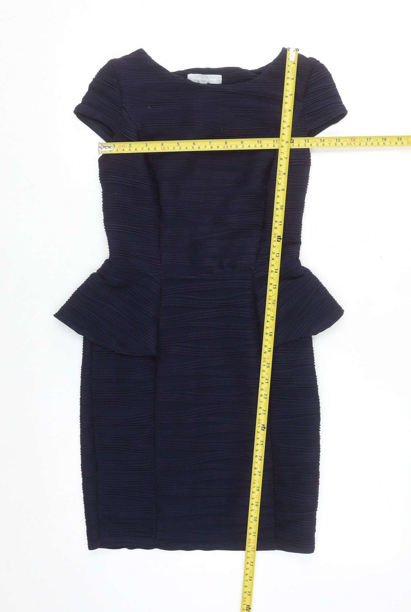 Red Herring Women Blue Size 8 Peplum Short Sleeve Work Dress