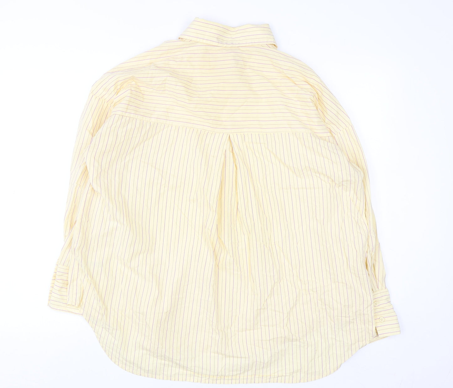 Savida Women's Yellow Striped Cotton Button-Up Shirt Size 14