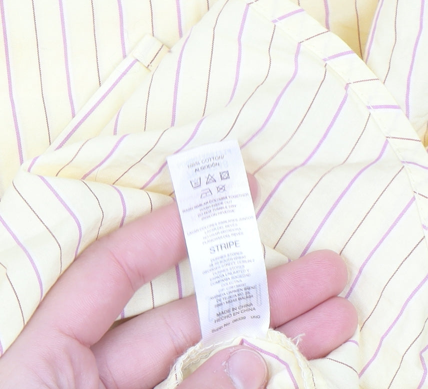 Savida Women's Yellow Striped Cotton Button-Up Shirt Size 14