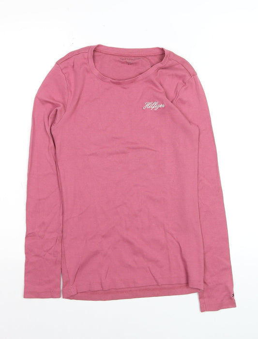 Tommy Hilfiger Women's Pink Long Sleeve Cotton Crew Neck T-Shirt Size S
