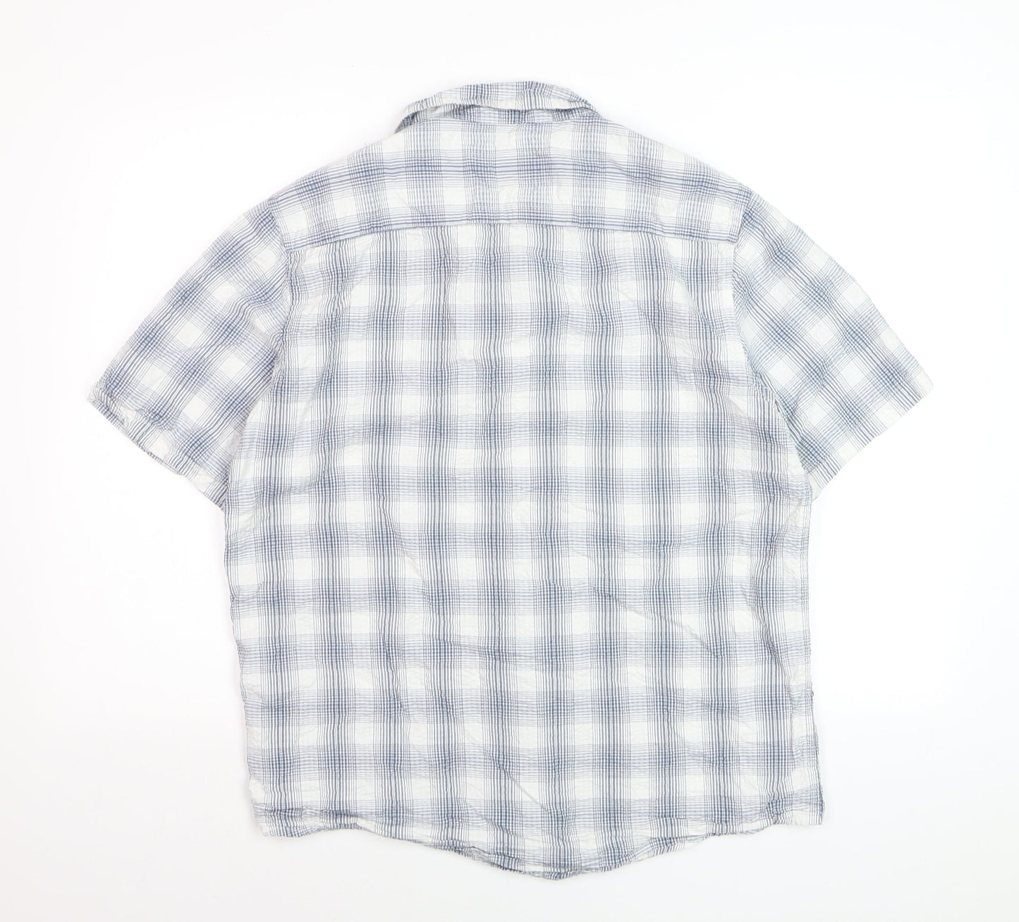Dunnes Stores Men's Blue Check Cotton Short Sleeve Button-Up Shirt Medium