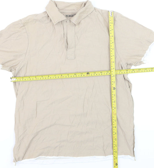 Debenhams Men's Beige Short Sleeve Polo Shirt Medium 100% Cotton
