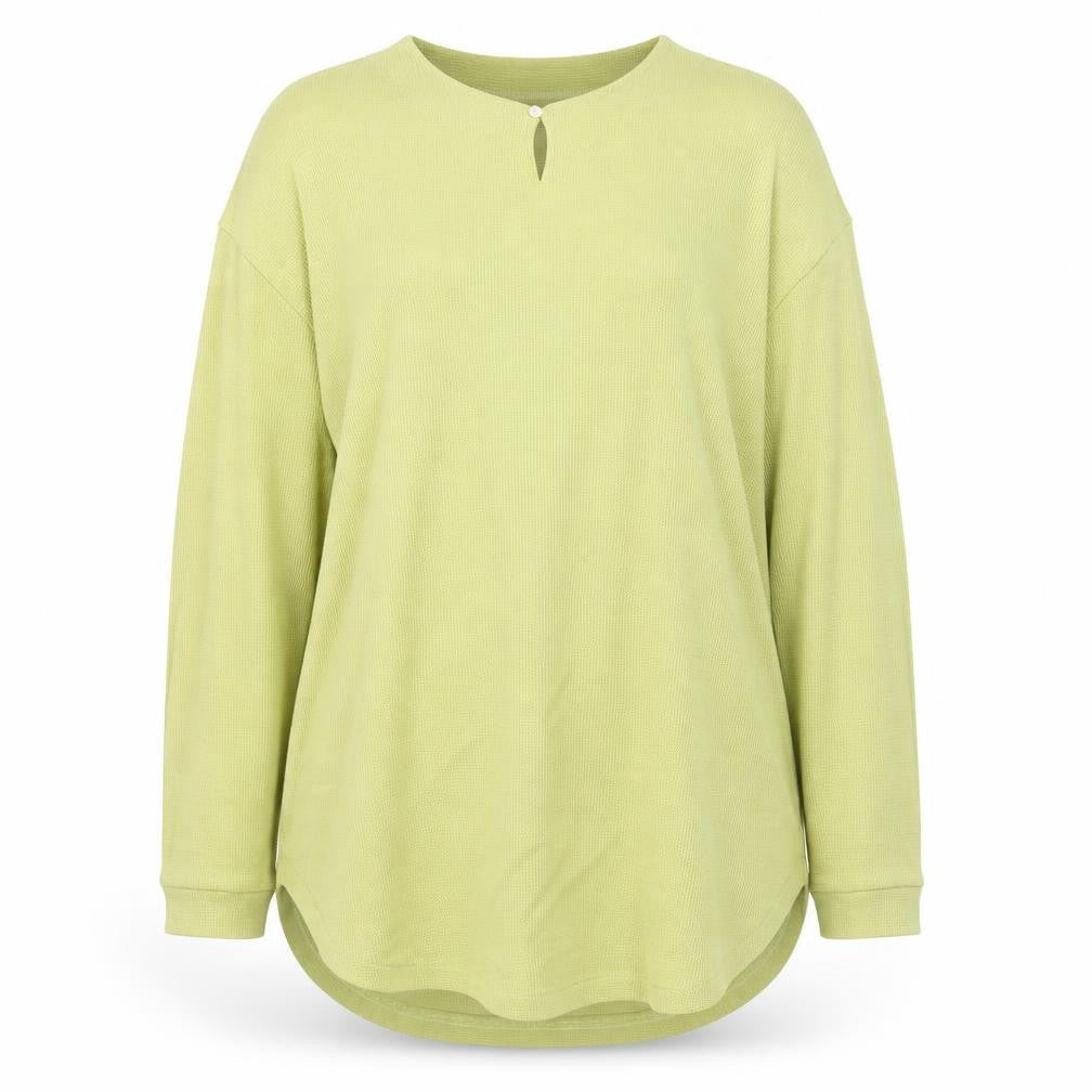 Ladybird Women's Green 2XL Waffle-Knit Cotton Henley Jumper