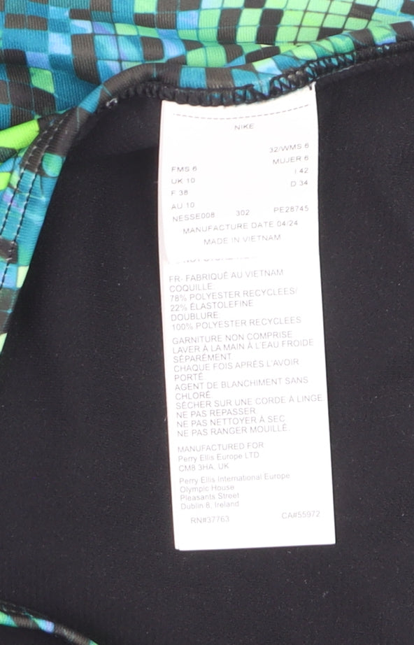 Nike Women's Multicoloured One Piece Swimsuit Size 10 Athletic Fit