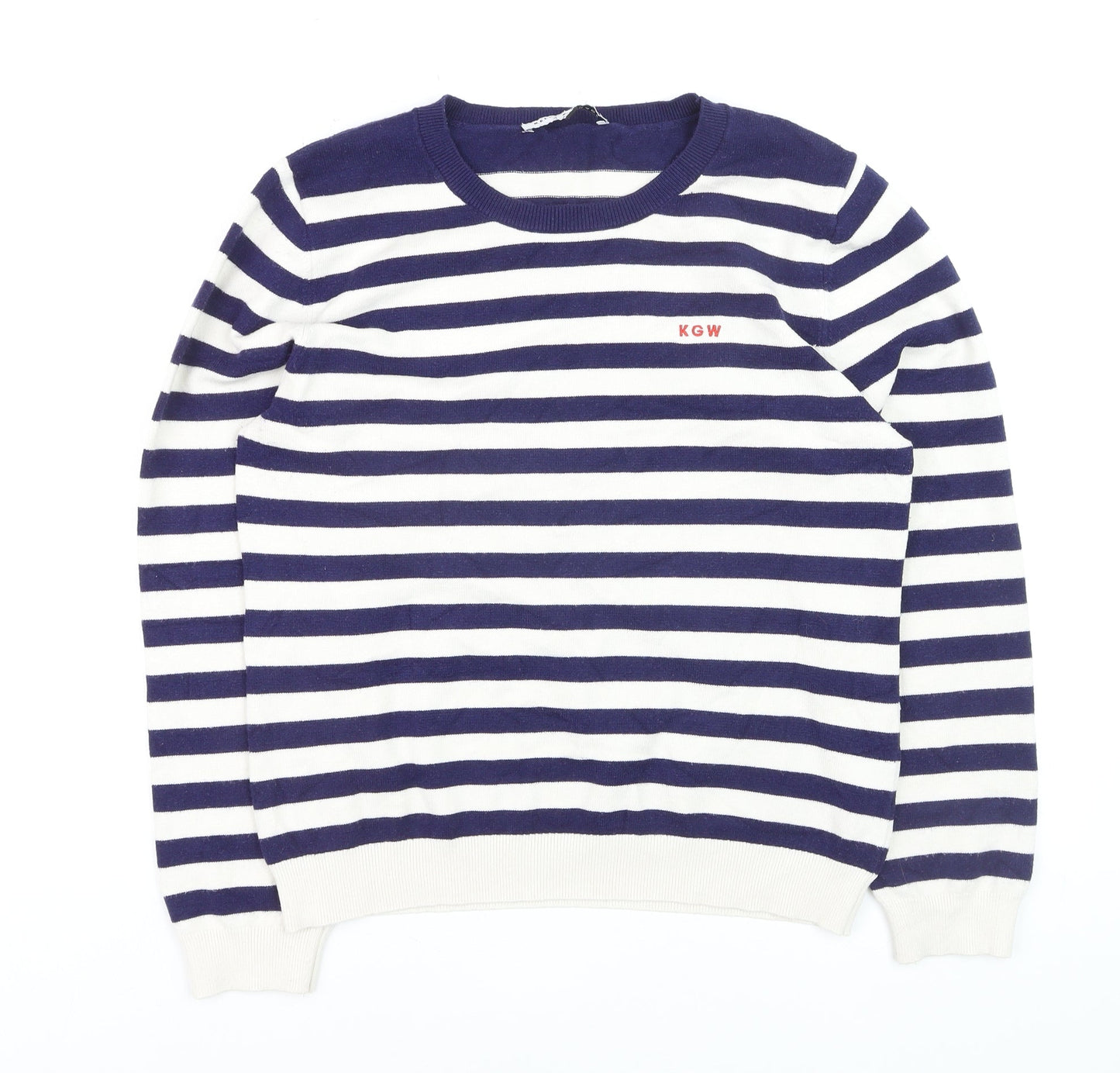 Kelly & Grace Women’s Navy Stripe Pullover Jumper XL Viscose Blend