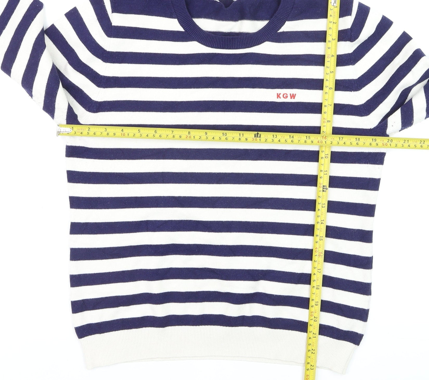 Kelly & Grace Women’s Navy Stripe Pullover Jumper XL Viscose Blend