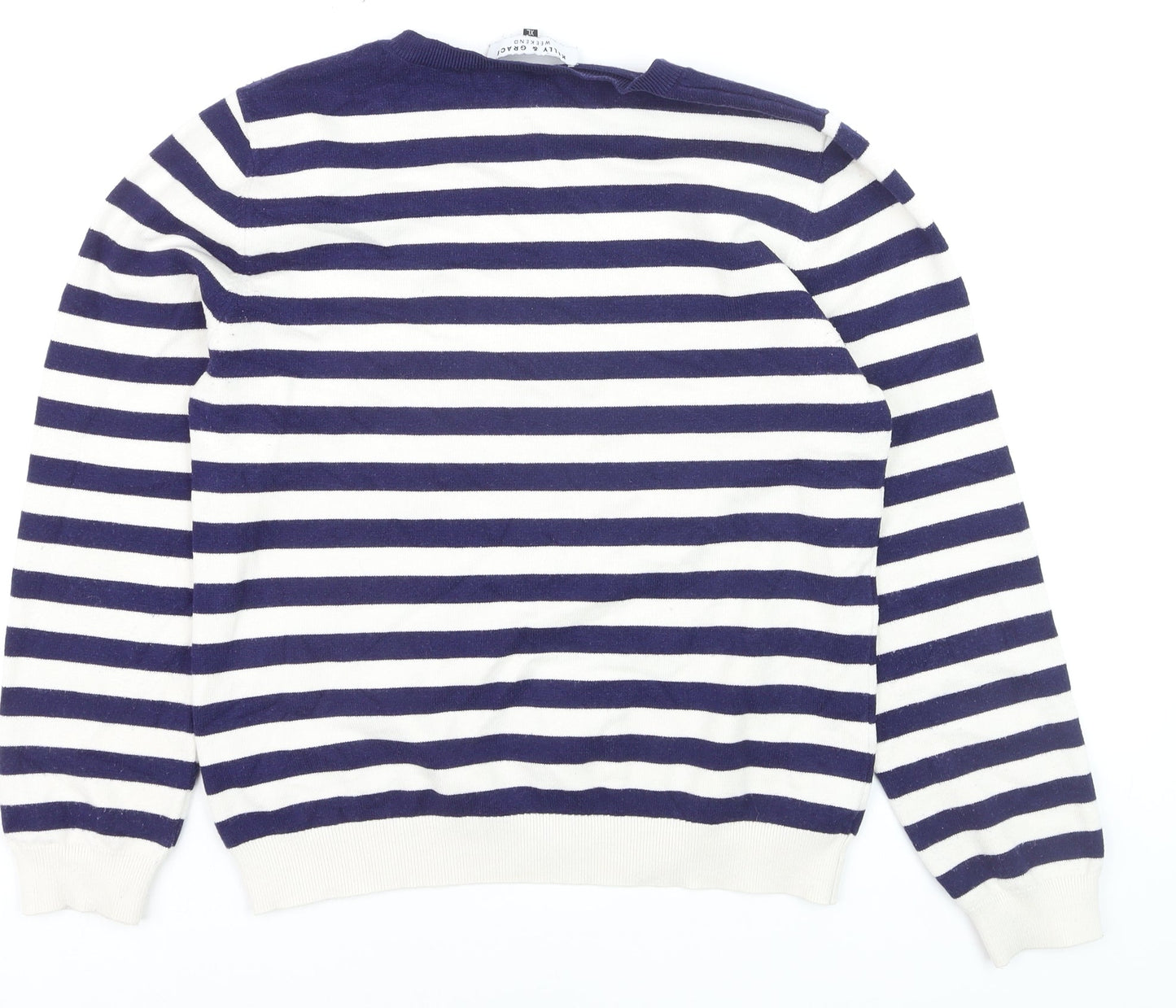 Kelly & Grace Women’s Navy Stripe Pullover Jumper XL Viscose Blend