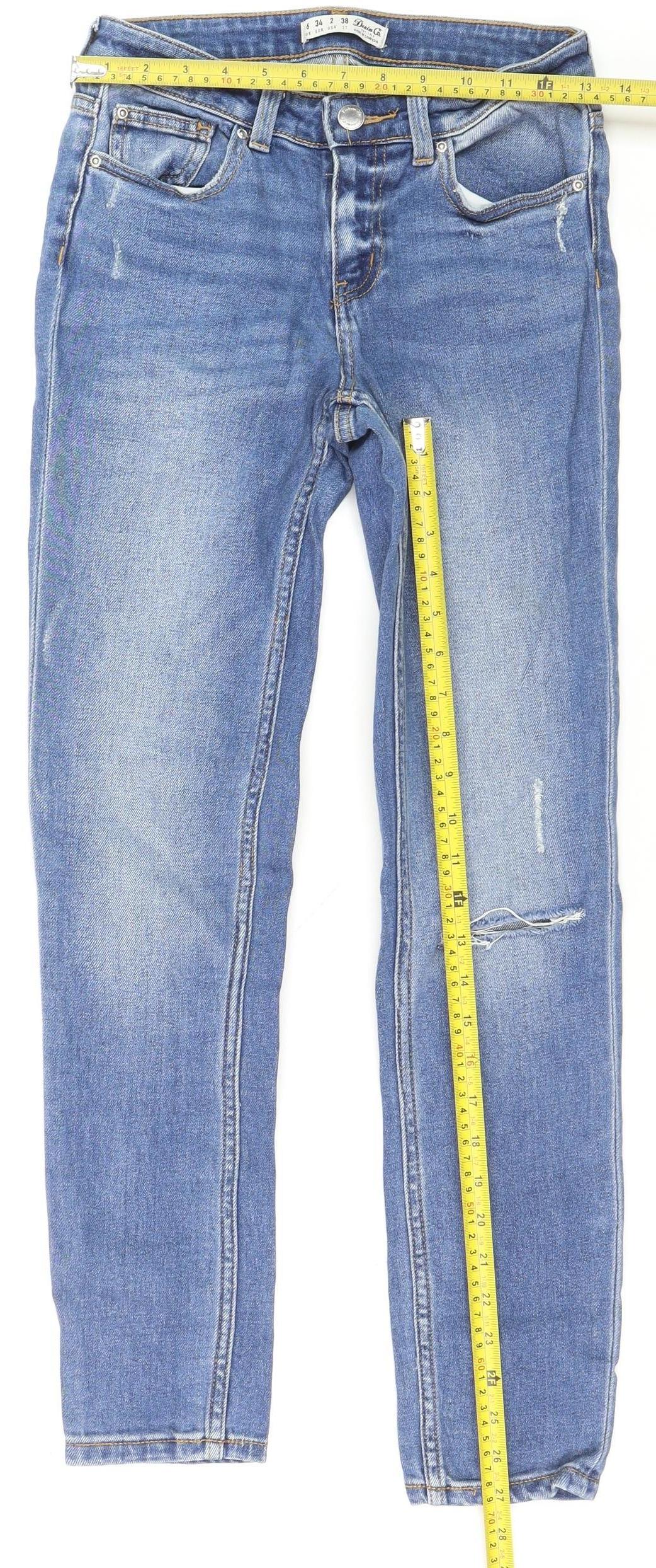 Denim Co. Womens Blue Size 6 Skinny Distressed Stretch Jeans