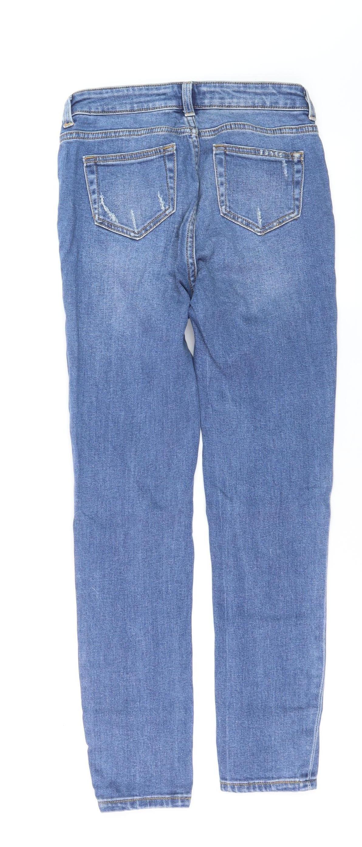 Denim Co. Womens Blue Size 6 Skinny Distressed Stretch Jeans