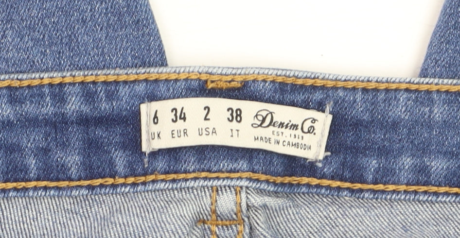 Denim Co. Womens Blue Size 6 Skinny Distressed Stretch Jeans