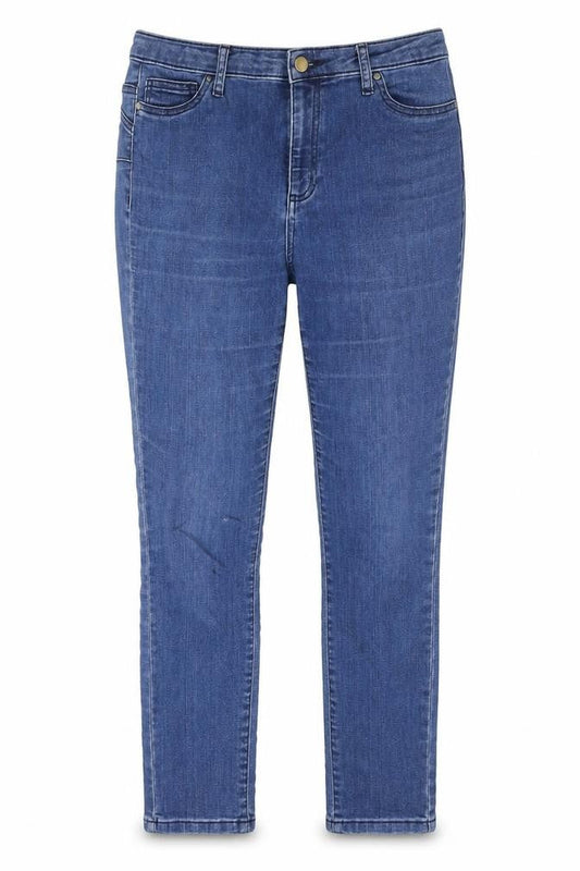 Front view of Gallery women’s blue slim fit mid rise skinny jeans, size UK 12