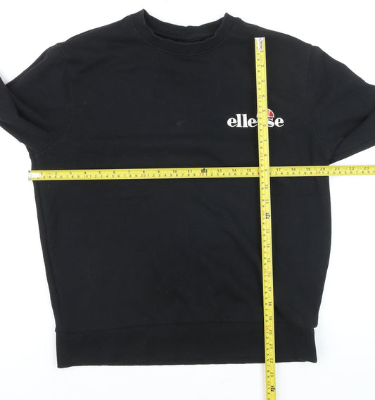 Ellesse Womens Black Crew Neck Pullover Sweatshirt UK 12