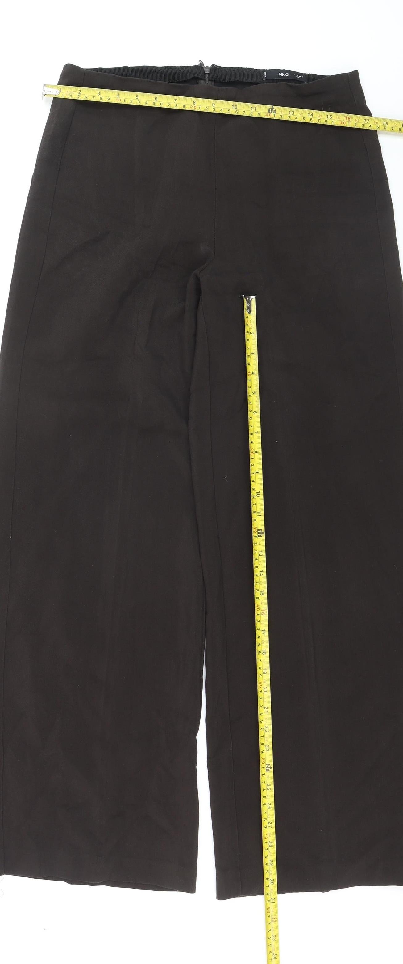 MNG Women's Black Tailored Stretch Trousers Size 12 Regular Fit