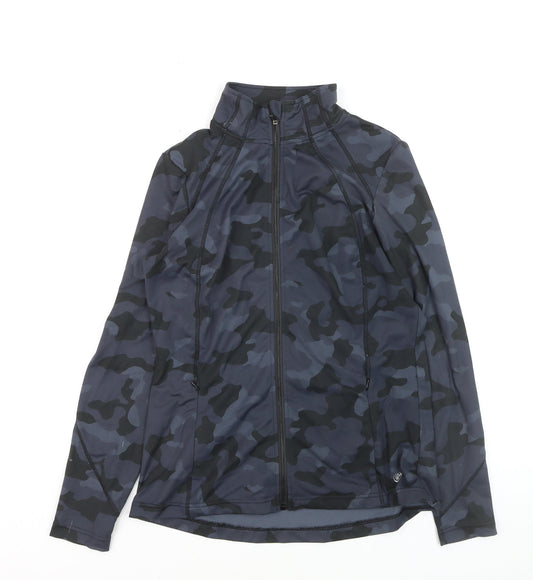 Dunnes Stores Women's Black Camo Full Zip Track Jacket Size 8