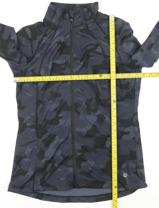 Dunnes Stores Women's Black Camo Full Zip Track Jacket Size 8