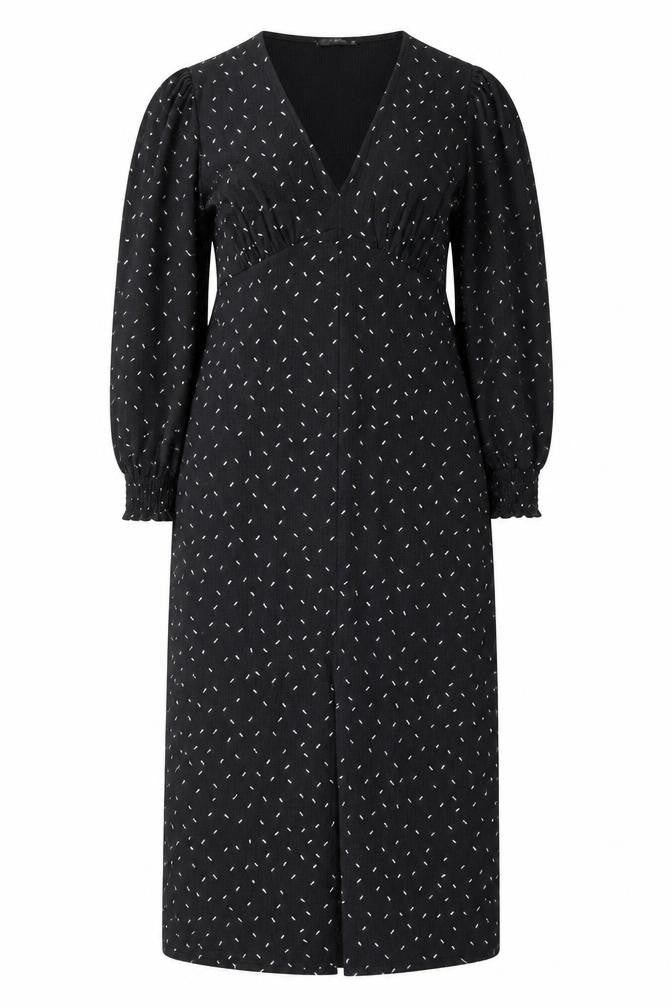 Dunnes Women Black XL V-Neck Long Sleeve Shift Dress