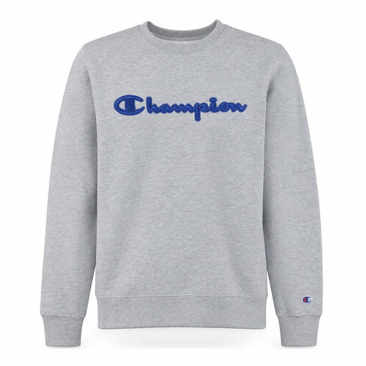 Champion Men's Grey Crew Neck Embroidered Logo Sweatshirt M