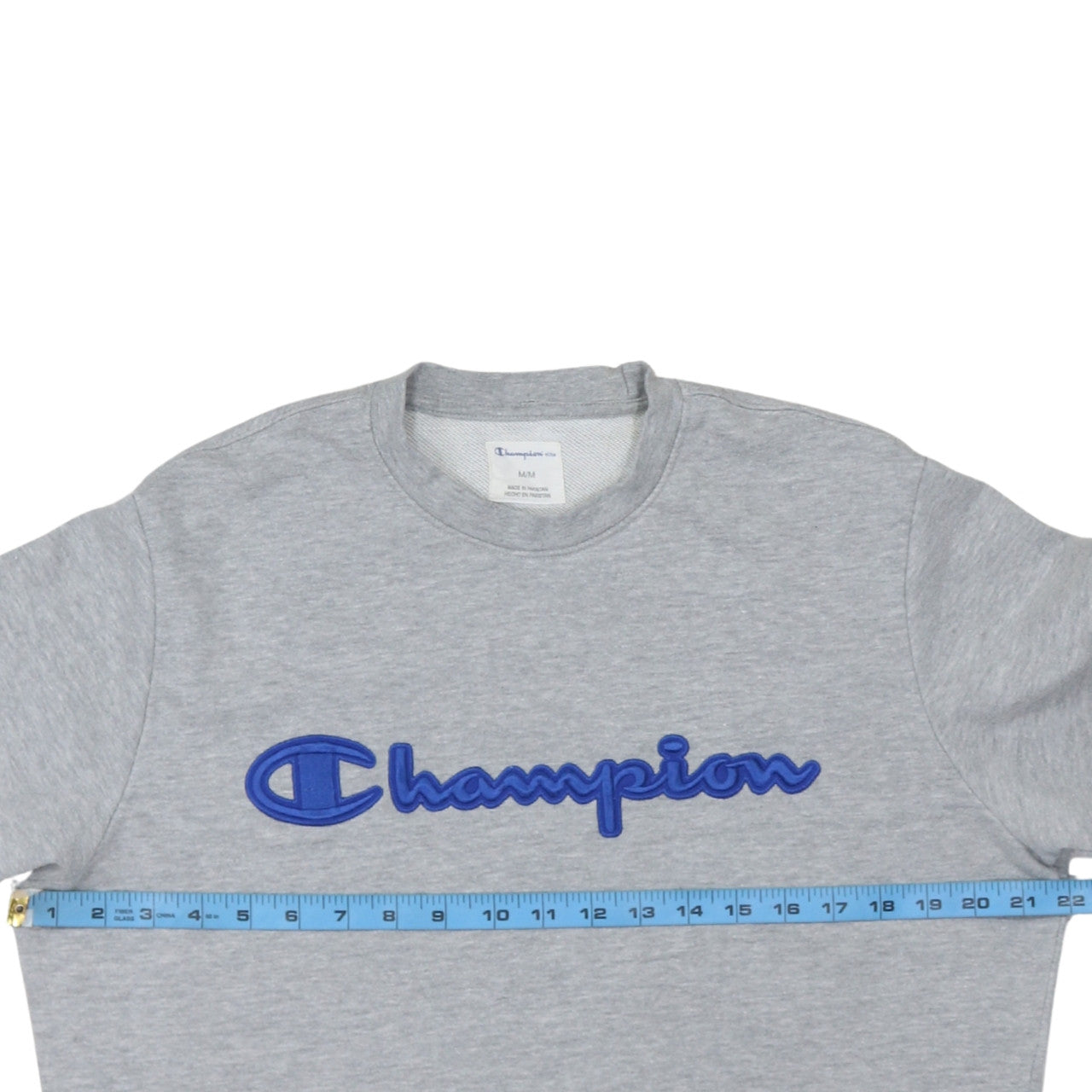 Champion Men's Grey Crew Neck Embroidered Logo Sweatshirt M