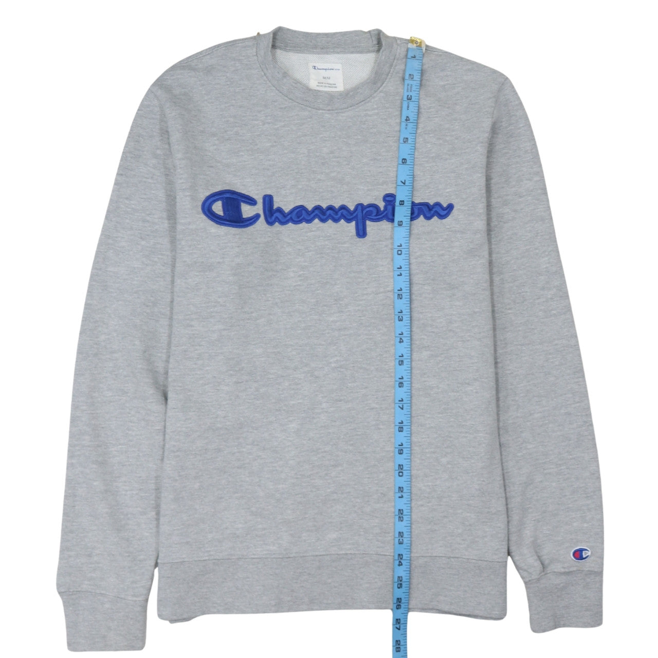 Champion Men's Grey Crew Neck Embroidered Logo Sweatshirt M