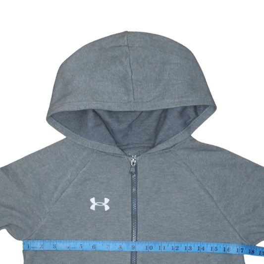 Under Armour Boys Grey Full Zip Hoodie Size 158 (13 Years) Cotton Blend