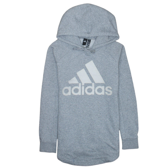 Adidas Women Grey Small Pullover Hoodie Sweatshirt Logo Lightweight
