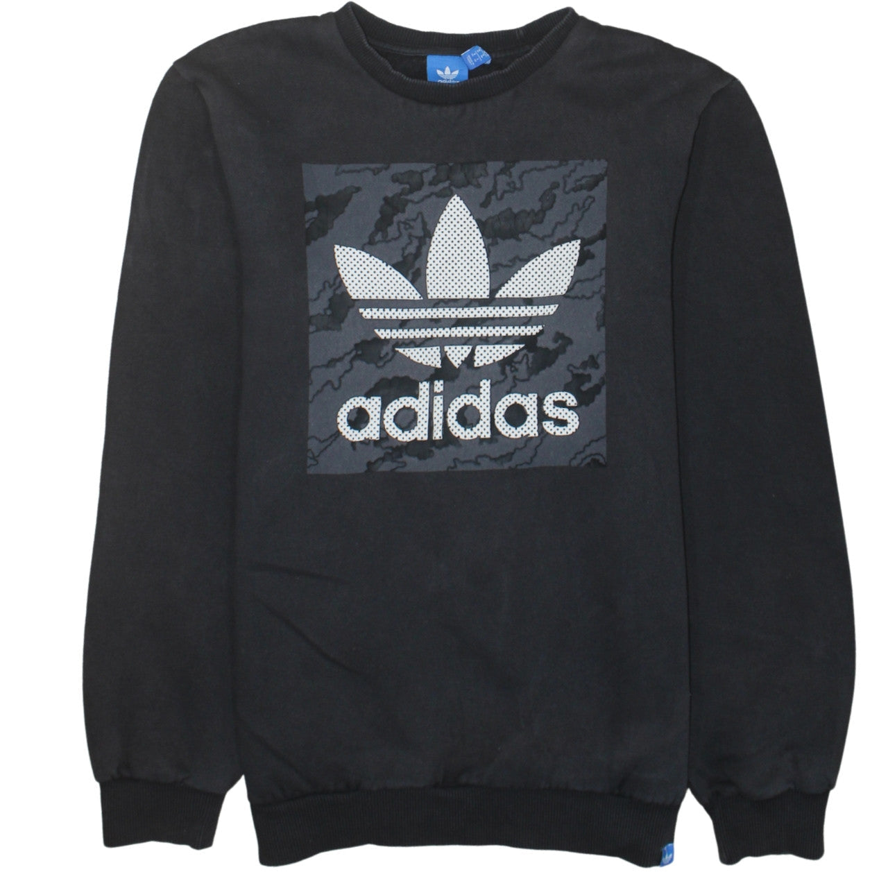 Adidas Men's Black Graphic Trefoil Logo Pullover Sweatshirt Size M