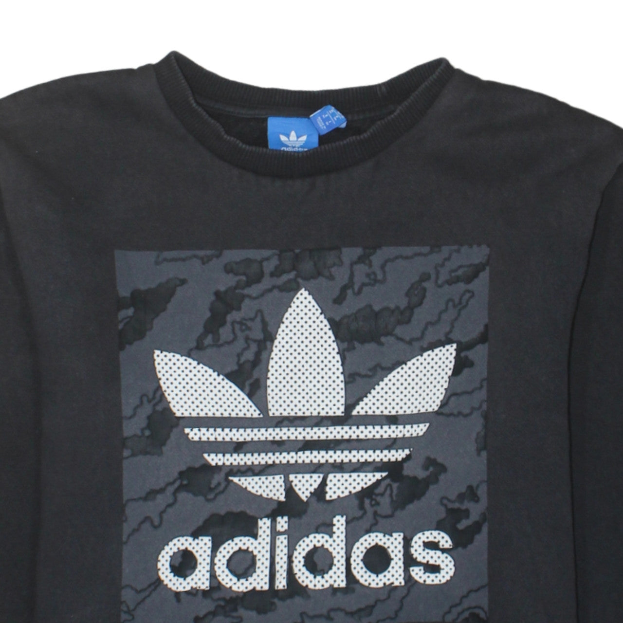 Adidas Men's Black Graphic Trefoil Logo Pullover Sweatshirt Size M