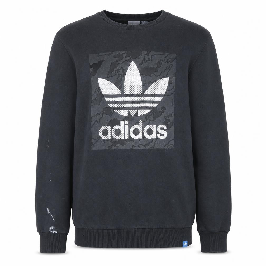 Adidas Men's Black Logo Crew Neck Fleece Sweatshirt Size L