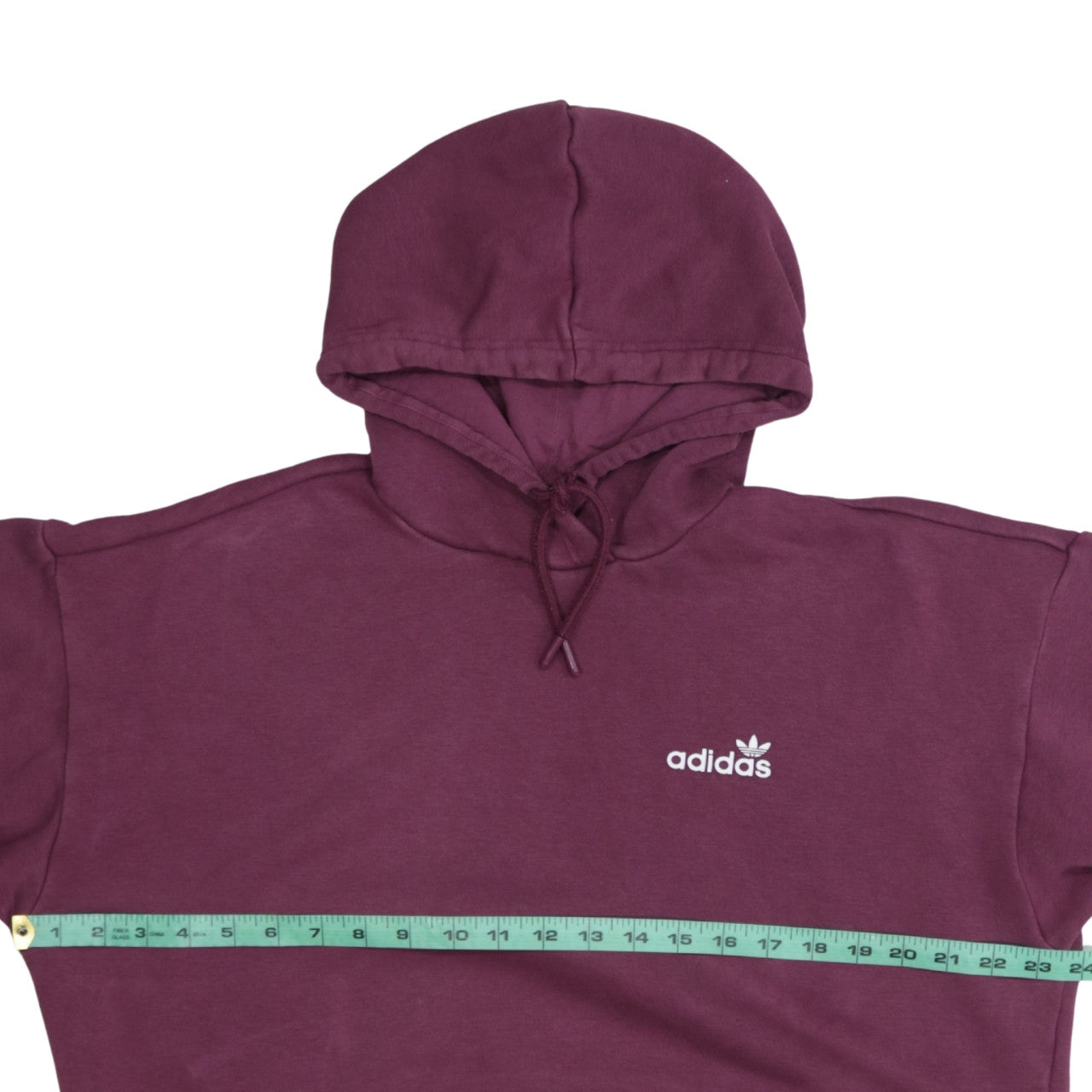 Adidas Womens Burgundy Pullover Hoodie Size 12 Logo Print Cotton Blend
