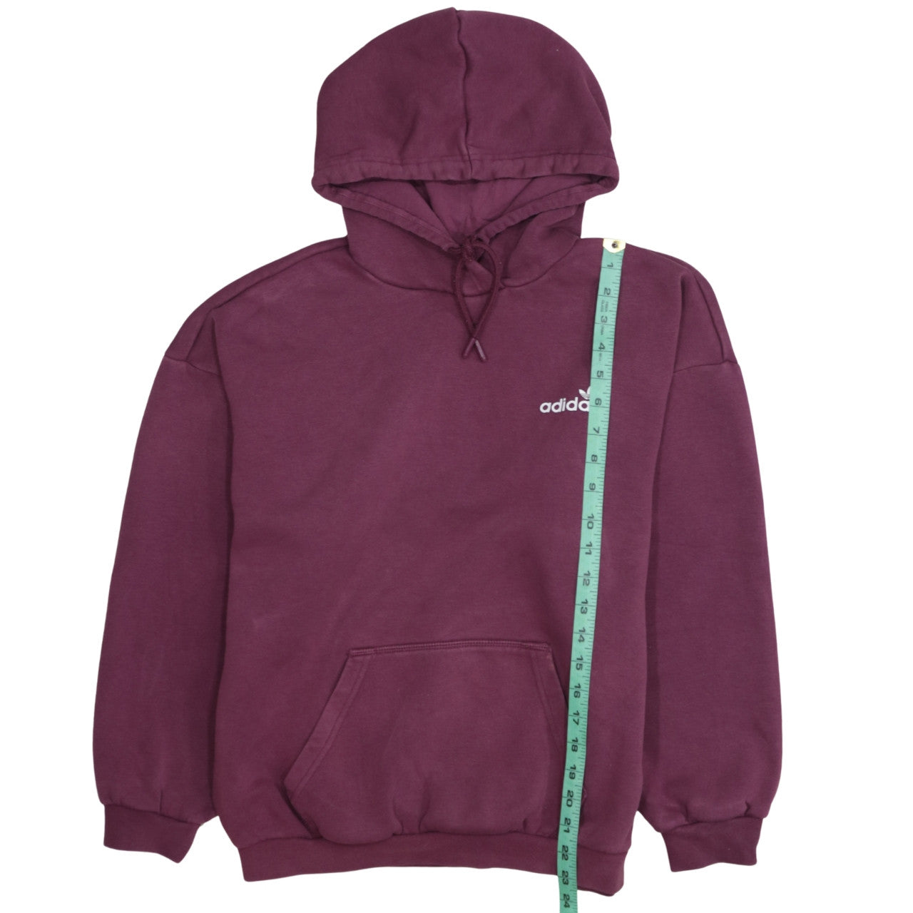 Adidas Womens Burgundy Pullover Hoodie Size 12 Logo Print Cotton Blend
