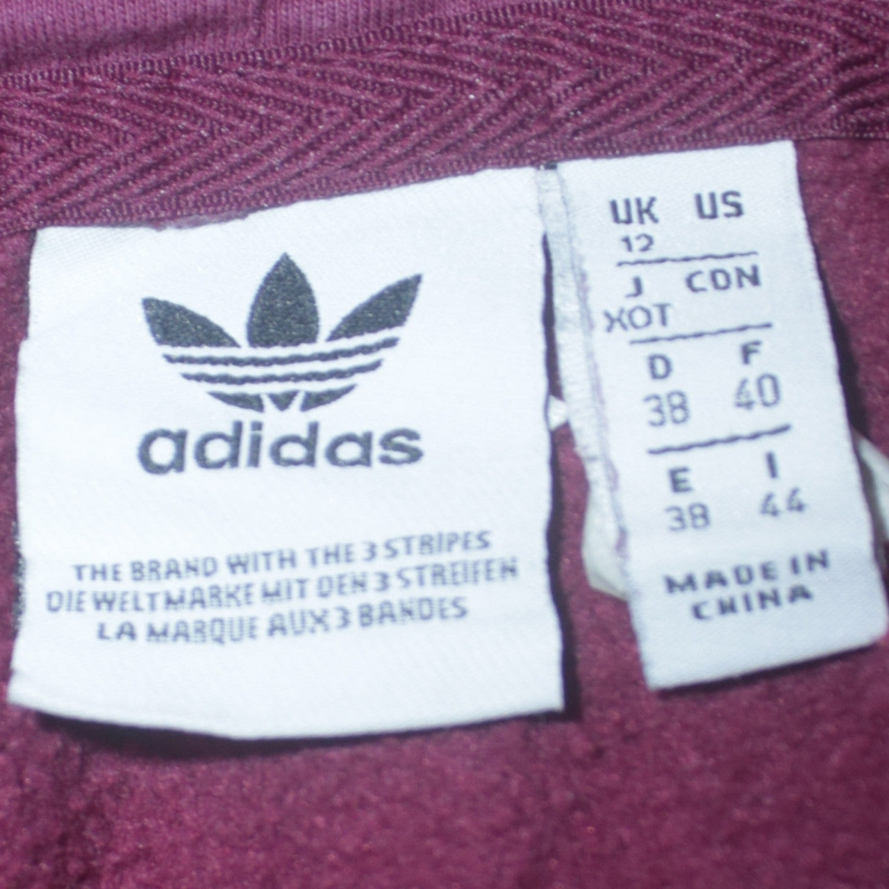 Adidas Womens Burgundy Pullover Hoodie Size 12 Logo Print Cotton Blend
