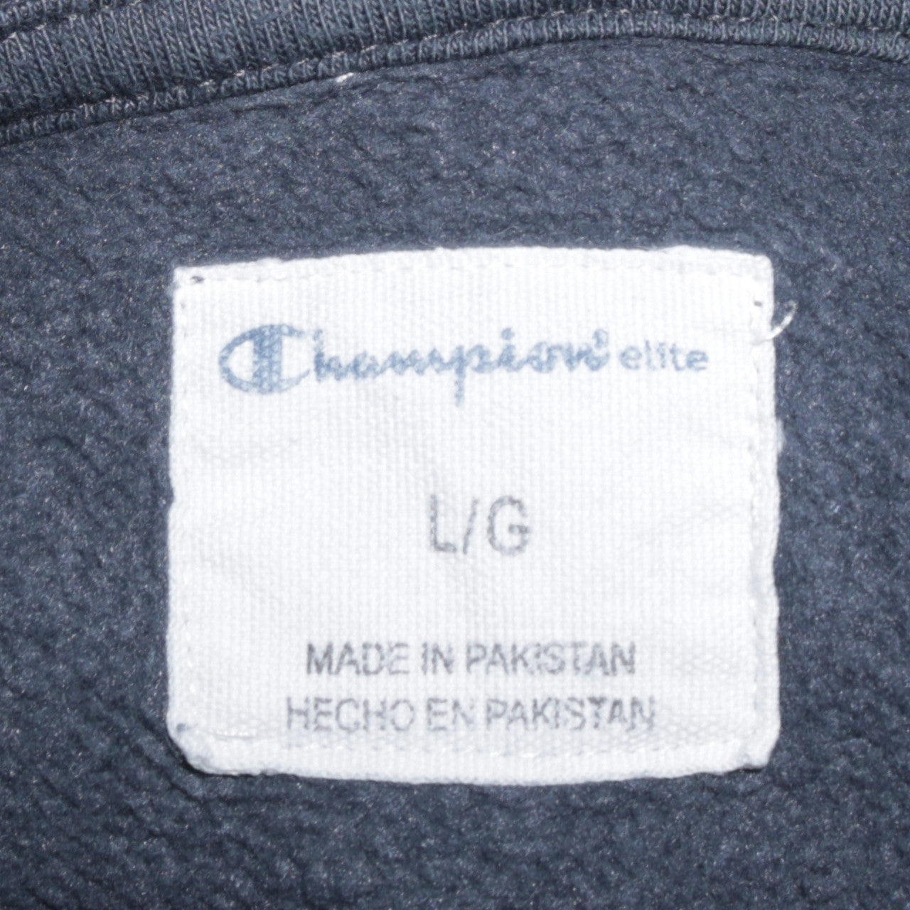 Champion Men Blue Pullover Hoodie L Graphic Logo Fleece Sweatshirt
