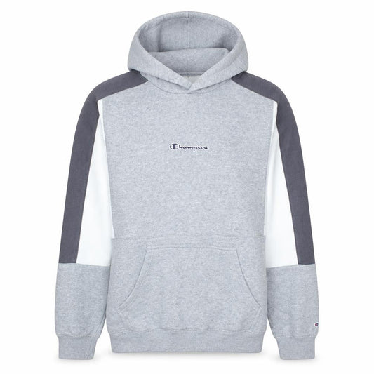 Champion Men’s Grey Pullover Hoodie Large Logo Fleece Sweatshirt