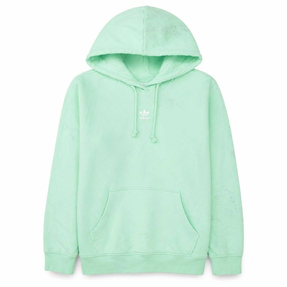 Adidas Womens Mint Green Hoodie Size 10 Cotton Pullover Hooded Sweatshirt