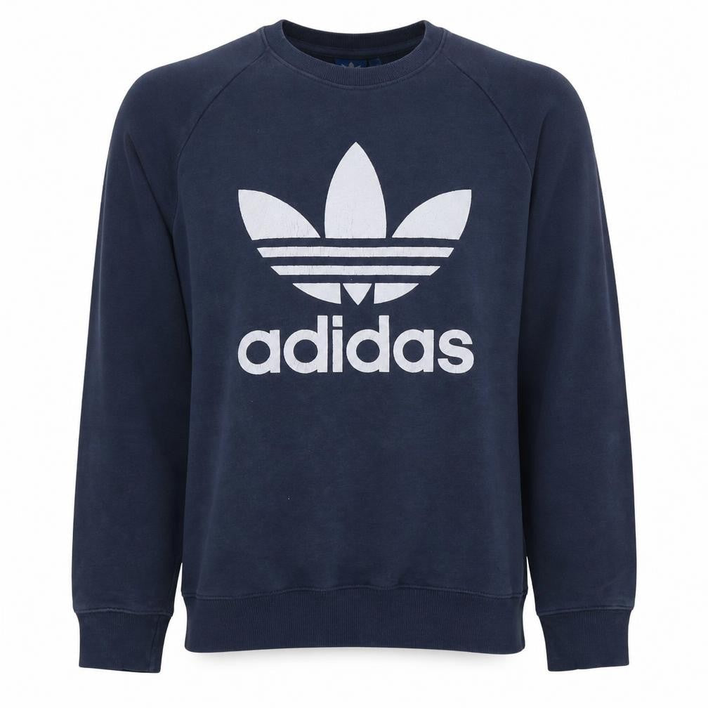 Adidas Men's Blue Crew Neck Logo Pullover Sweatshirt M